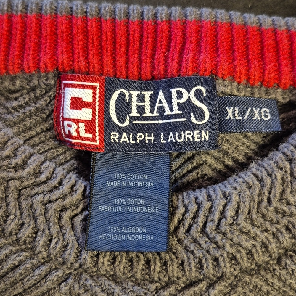 CHAPS Ralph Lauren Men's Gray Sweater Size XL 100% Cotton - Picture 9 of 10